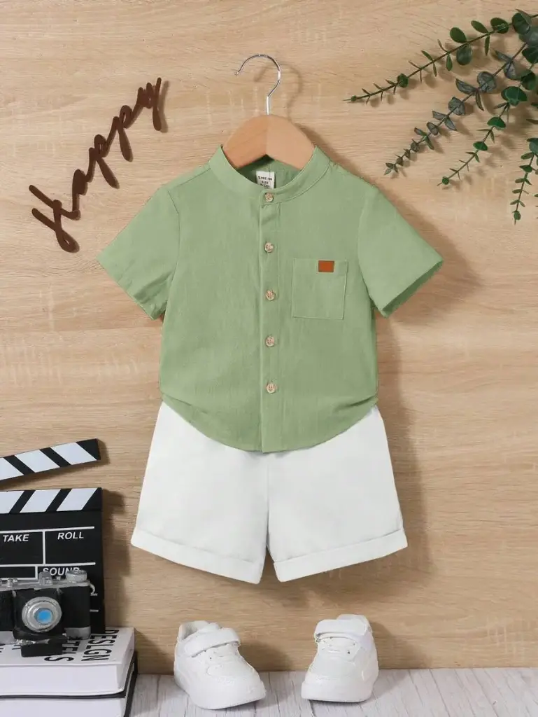 Conjunto de 2 piezas de camiseta de manga corta con cuello alto