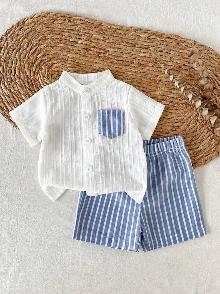 Conjunto Camisa Blanca con Short Rayado