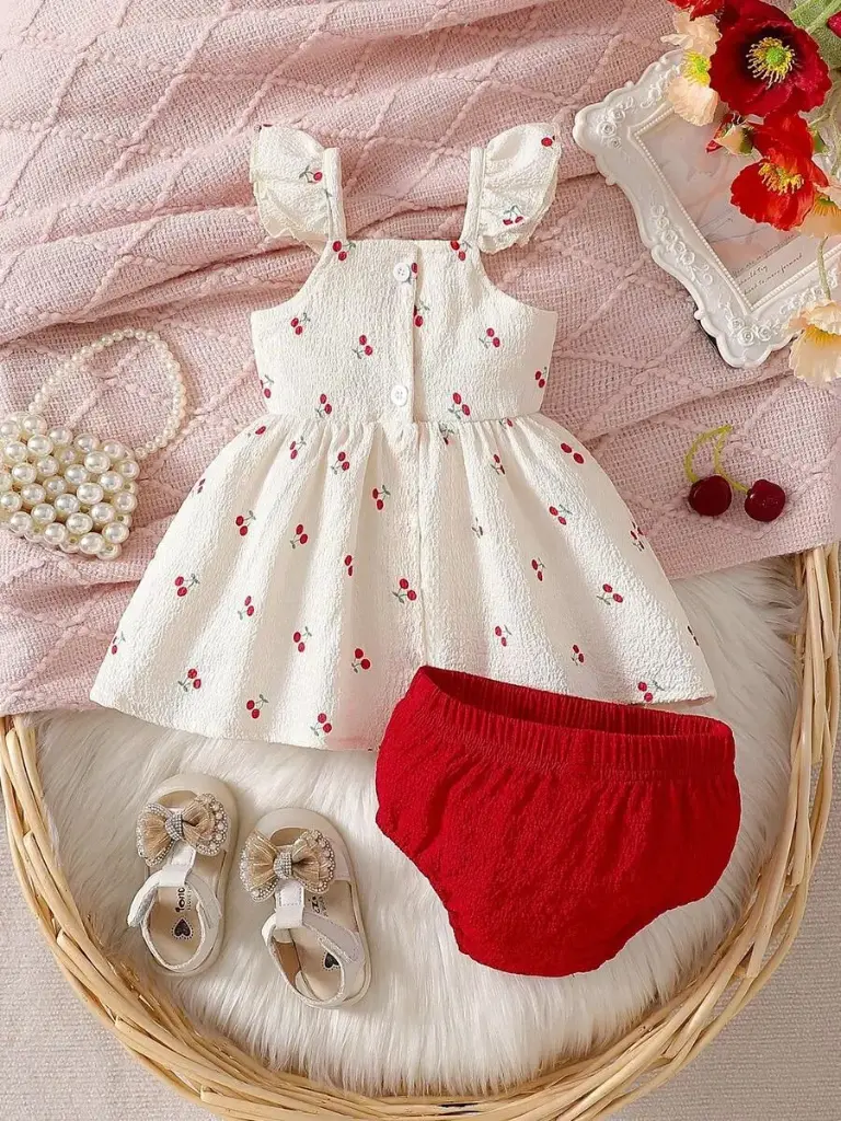Vestido Cerecitas con Calzoncito Rojo