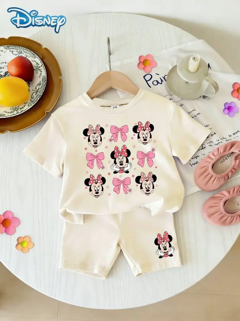 Conjunto Minnie con Lazos Rosados