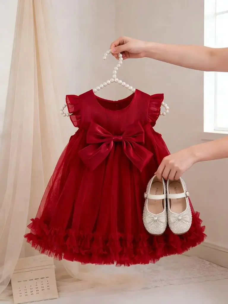 Vestido Rojo Elegante con Lazo