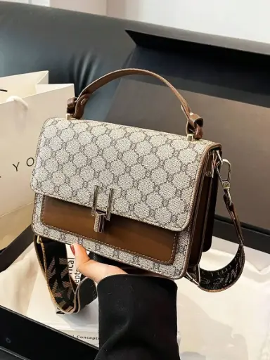 [sg2403193955513939] Bolso Cruzado A Cuadros Y Floreado Para Mujeres