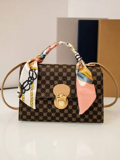 [sg2305115063480119] Mini bolso cuadrado con patrón geométrico