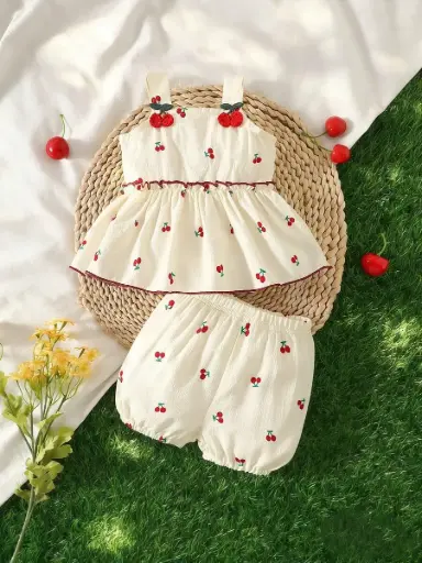 [sa260108100594078278445] Conjunto Blusita y Short Cerecitas Crema