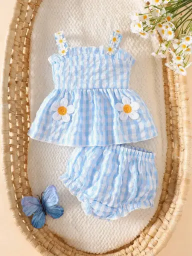 [sa251124883989830078] Conjunto de Cuadritos Celestes y Margaritas