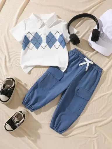 [sa260514191442922220807] Conjunto Polo Rombos con Pantalón Azul